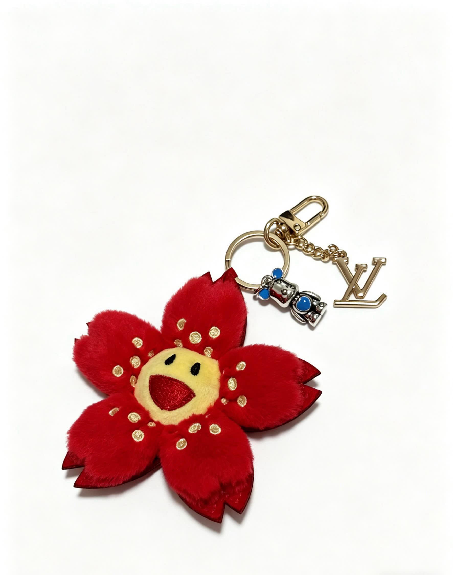 Louis Vuitton Red Flower Keychain